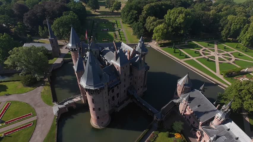 Aerial footage of a castle in the Netherlands