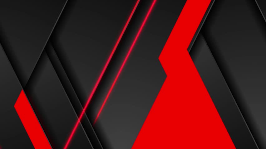High contrast red and black technology background with triangles and neon lines. Geometric abstract motion design. Seamless loop. Video animation Ultra HD 4K 3840x2160