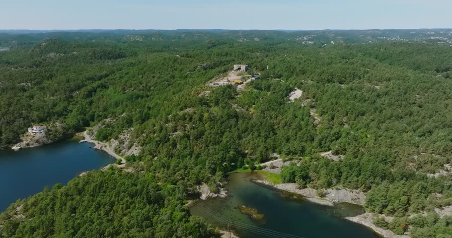 Aerial view of Møvik Fort World War Two coastal battery near Kristiansand
