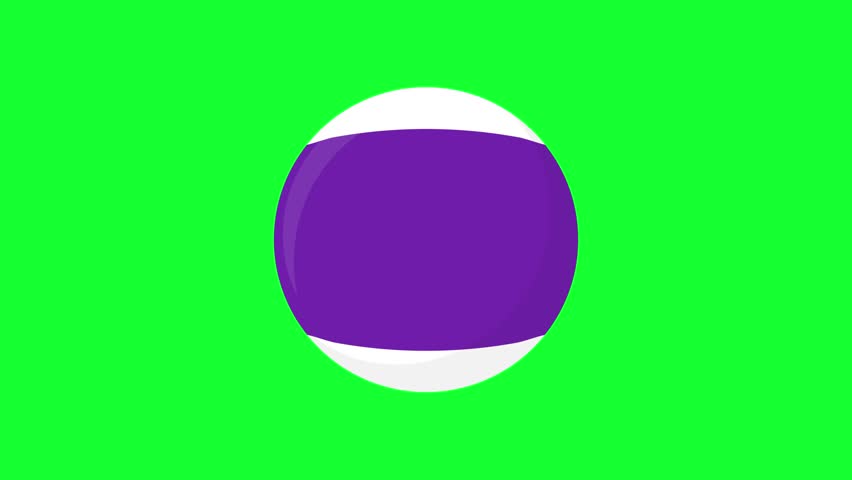 Animated number 12 purple striped billiard pool ball isolated on green screen background. Great visual asset for cue sports video production.