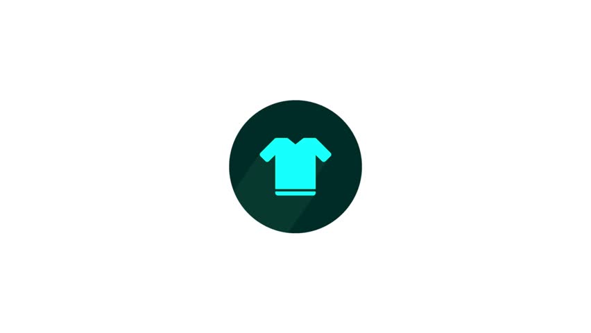 Animated sports jersey icon representing athletic apparel, team uniforms, sportswear, and competitive athletics. Clean flat motion graphic ideal for sports videos, team presentations, educational content, social media, and digital projects related to football, basketball, baseball, soccer, training, championships, and sporting events.