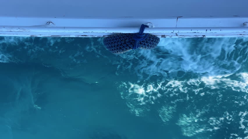 View from boat showing clear blue water and wake, Egypt maritime travel scene