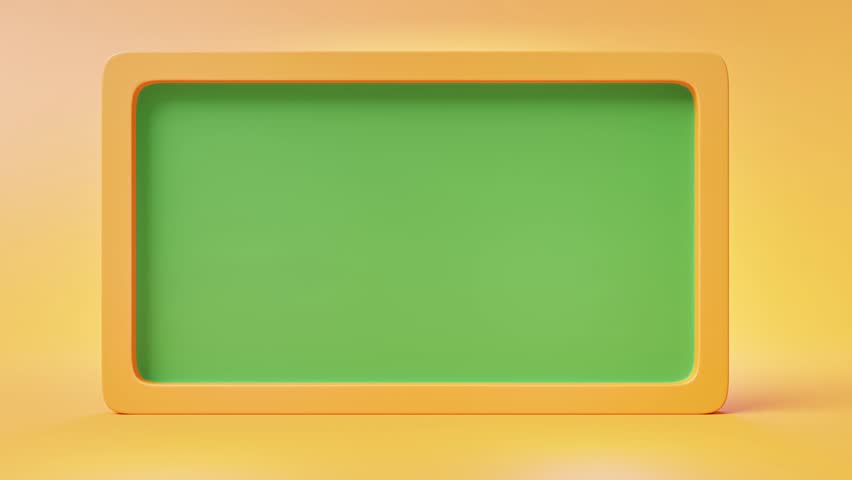 A bright 3D rendered cartoon animation featuring a green chalkboard with the text "Welcome Back to School." Beside the board are a stack of colorful textbooks, an alarm clock, a pencil holder, a red apple, and a yellow backpack set against a warm orange background.