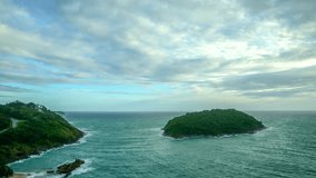Clouds and islands of high Promthep cave Phuket.  time lapse video