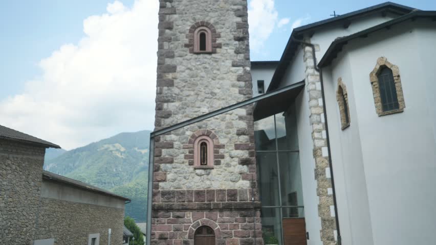 Bells tower of Santa Brigida church in Brembana valley, Lombardy, Italy