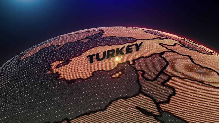 a stylized 3D map highlighting TURKEY, Middle East, TURKEY map, turkish,