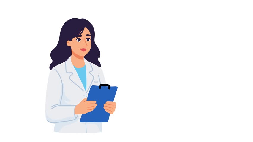 animation of doctor analyzing bacteria under microscope