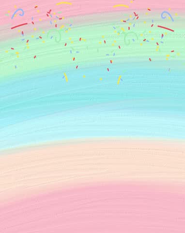Colorful Happy Birthday balloon letters with falling confetti. Bright 3D balloon letters spelling Happy Birthday float against a pastel rainbow watercolor background while vibrant confetti falls across the screen in a joyful festive animation.