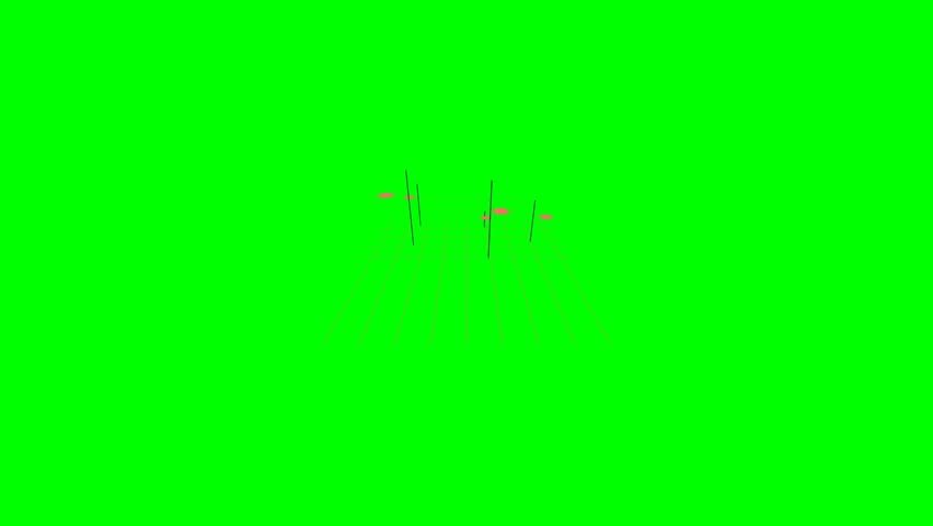 A minimalist digital artwork featuring a few small red birds perched on thin, abstract black branches against a vibrant, solid green background.