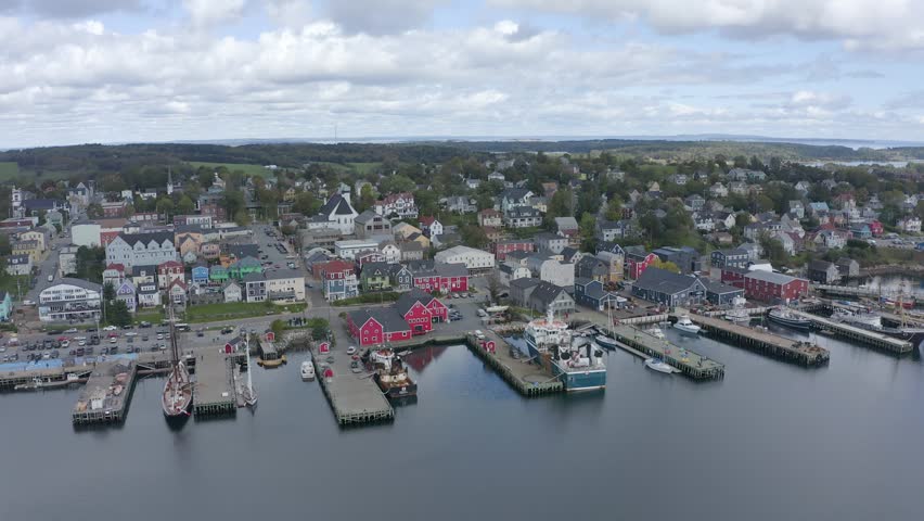 Aerial View of Lunenburg Colorful Historic Buildings in Nova Scotia
