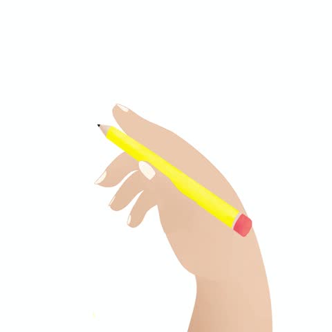 Cute Animated Hand Holding Pencil