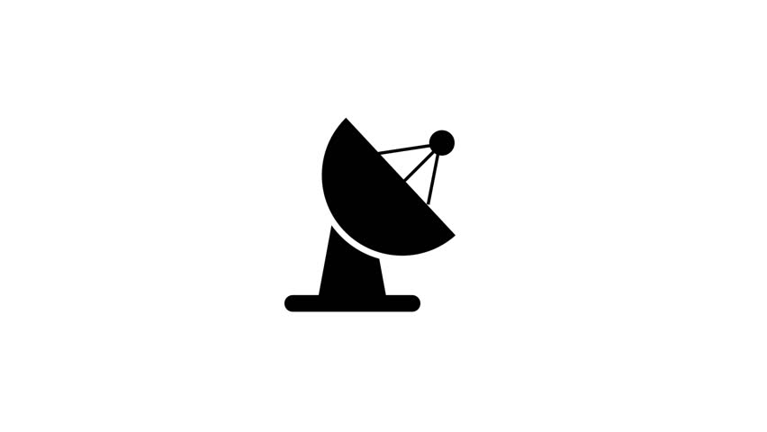 Satellite Dish Antenna Icon Animation Radio Wireless Signal Transmission Symbol Loop Isolated on White Background Motion Graphic