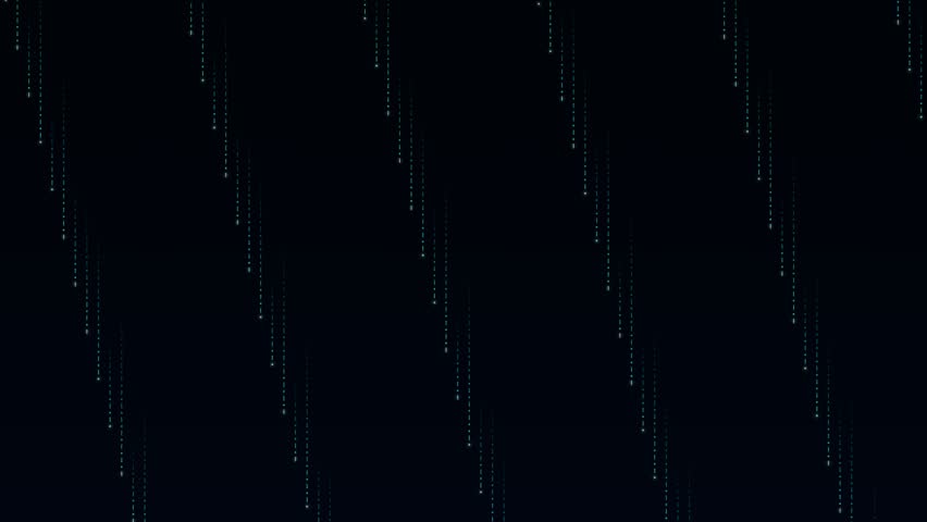 Business binary stream with digital data transfer technology flow. Green neon matrix code loop animation in 4K.