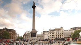 tourists at trafalgar square, london