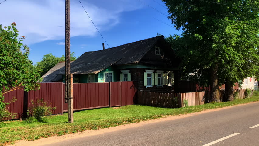 Old traditional rural wooden house in a russian village from the kingdom time.