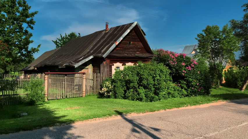 Old traditional rural wooden house in a russian village from the kingdom time.