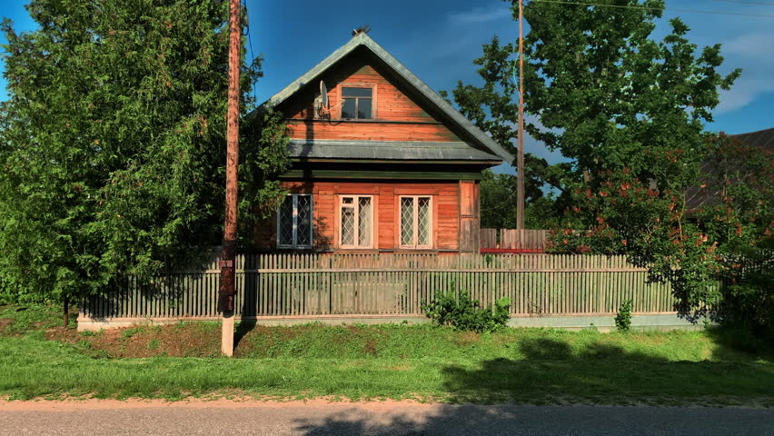 Old traditional rural wooden house in a russian village from the kingdom time.