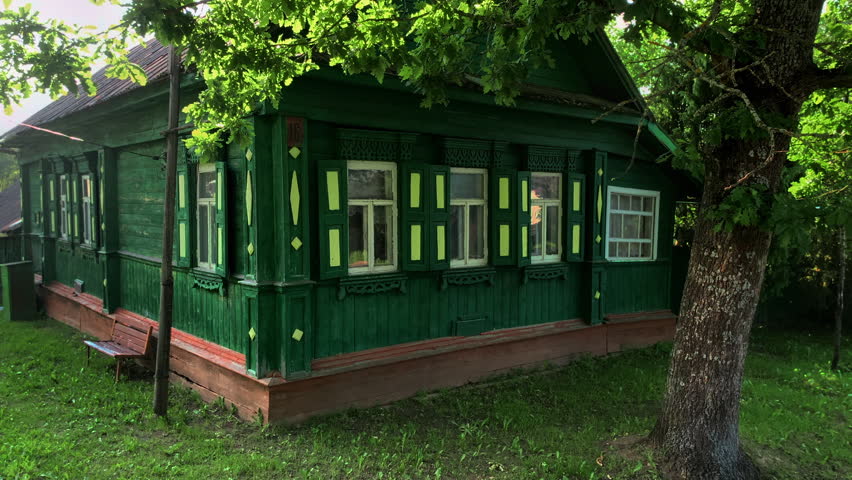 Old traditional rural wooden house in a russian village from the kingdom time.