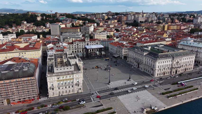 Aerial view of main square Piazza Unita d