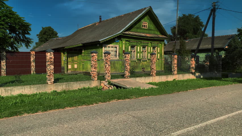 Old traditional rural wooden house in a russian village from the kingdom time.
