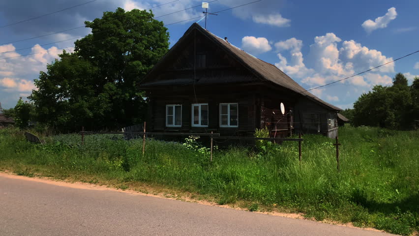 Old traditional rural wooden house in a russian village from the kingdom time.