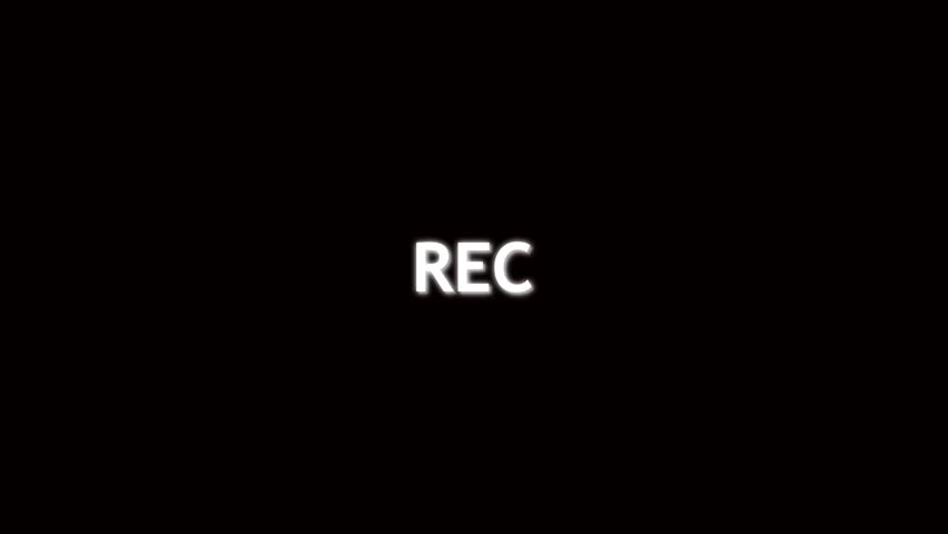 White Neon REC Symbol Centered on Black Background recording record