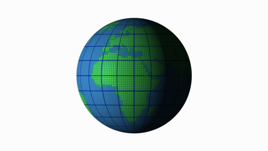 Earth globe animation on white background. Earth globe showing north and south america. Earth globe global geography and technology symbol for design.