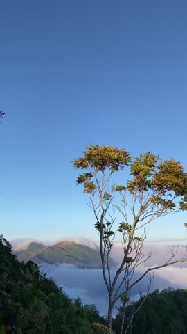 View of the mountains above the clouds of Indonesia
