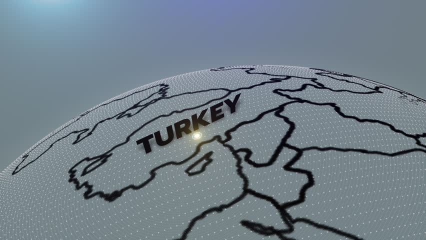 3D map highlighting TURKEY, TURKEY map, 