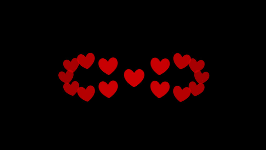 Red heart shapes continuously travel along a smooth infinity-symbol path on a transparent background, creating a romantic animated overlay for Valentine videos, wedding edits, love titles, greetings, and motion design.