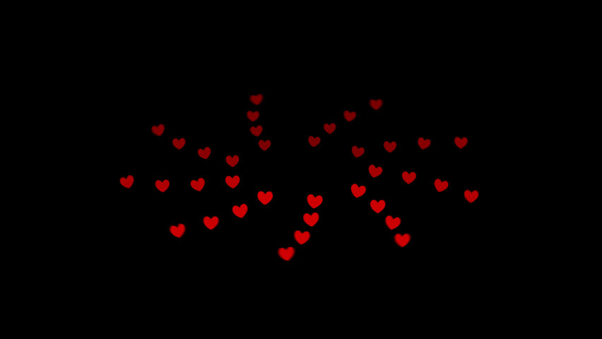 Red heart shapes rotate along several circular and elliptical rings at different speeds on a transparent background, creating a layered romantic overlay for Valentine videos, wedding edits, love titles, greetings, and motion design.