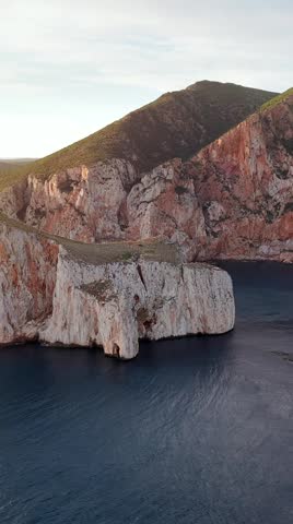 Aerial view of the Porto Flavia and Pan di Zucchero, Sardinia, Italy.