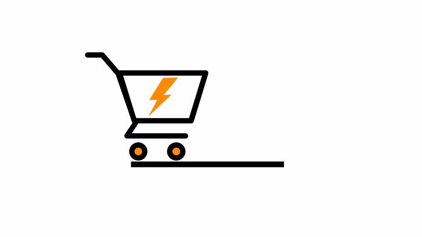 Simple shopping cart animation on white background. E commerce. Store basket.