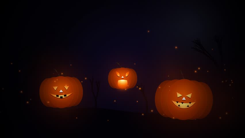 Three carved jack-o
