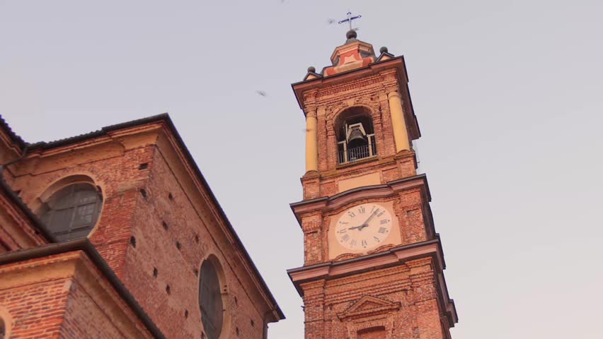 A church in the historic old town of Sommariva del Bosco, Piedmont, Italy
