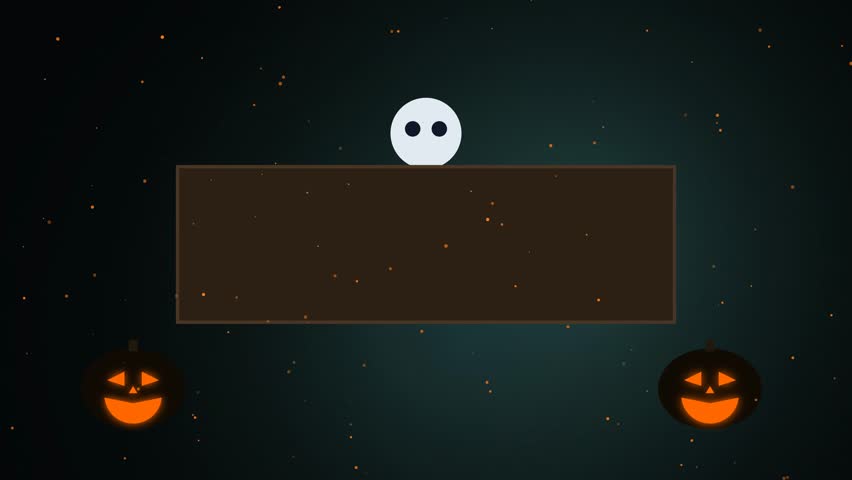 A dark and eerie Halloween night scene featuring glowing carved pumpkins, a full moon, and flying bats against a dark silhouette background.