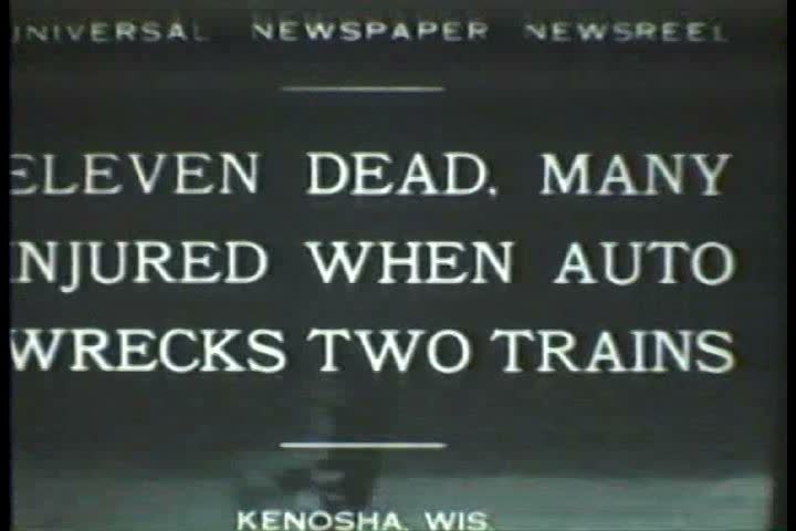 1920s - Black and white footage of a train wreck in the 1920s