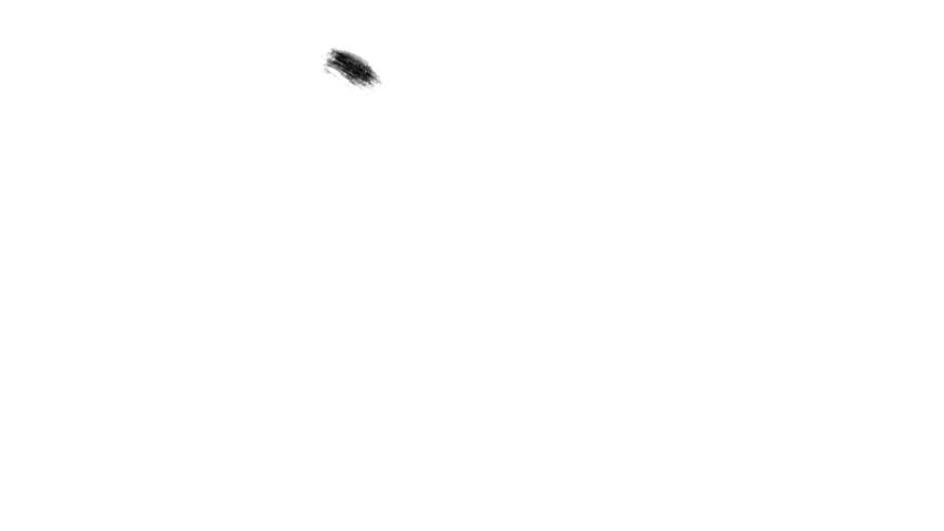 Hand-drawn sketchy black curved down arrow moving and repositioning on a white background.
