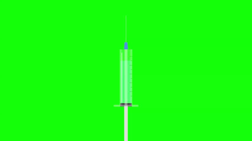 medical syringe animation featuring realistic liquid expulsion from the needle tip