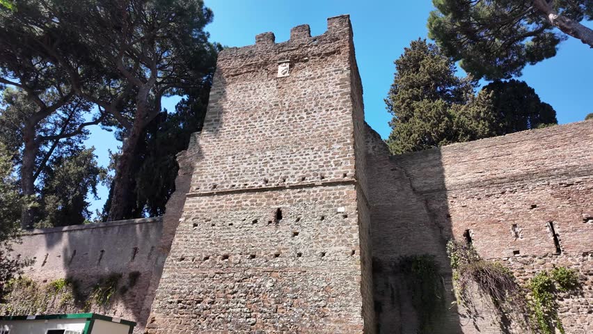 Historic medieval and ancient walls of Rome Italy