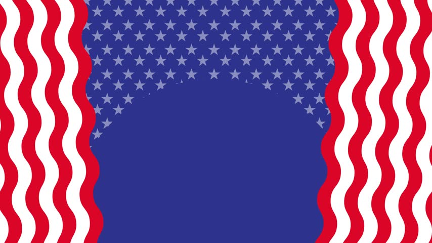 American flag background with vertical red and white wavy side borders and blue star pattern frame with copy space. USA patriotic vector design for Independence Day, Memorial Day, or election campaign.