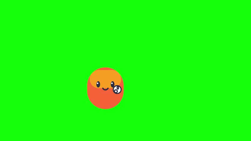A charming animated orange character with a happy expression, shown in different poses against a vibrant green screen.