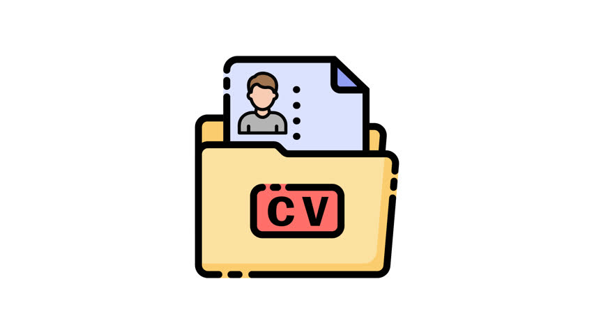 A yellow folder icon with a document sticking out, featuring a profile picture and text, labeled with 