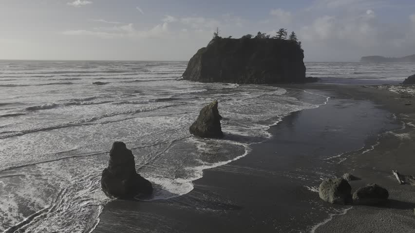 Aerial view of Ruby Beach in the United States Olympic National Park