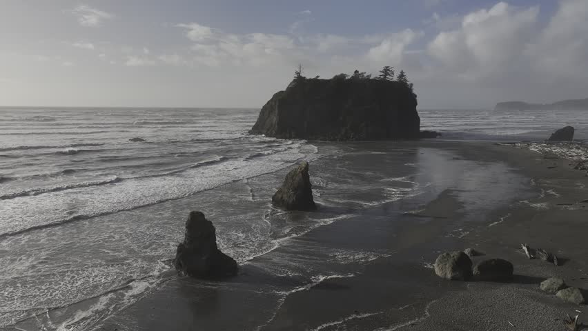 Aerial view of Ruby Beach in the United States Olympic National Park