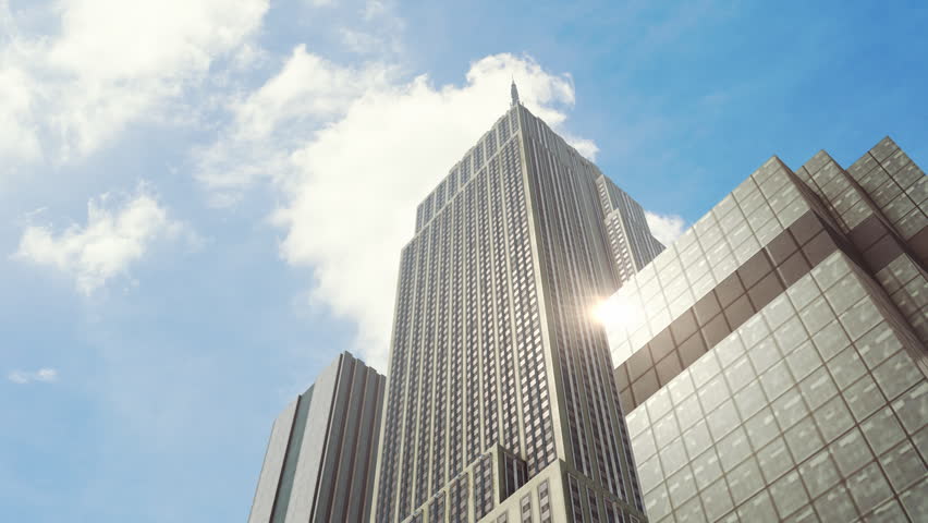 Modern Business District Skyscrapers Under Blue Sky