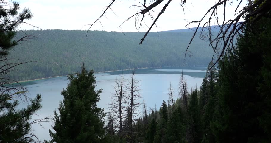 Redfish lake seen from above in Idaho Sawtooth Mountain wilderness