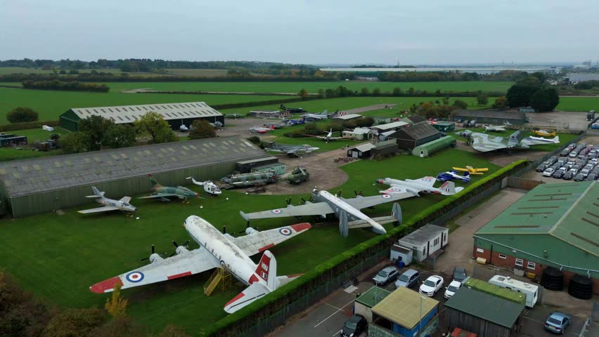 Aerial View of World War Two Aviation Museum Outdoor Display with Historic Military Aircraft