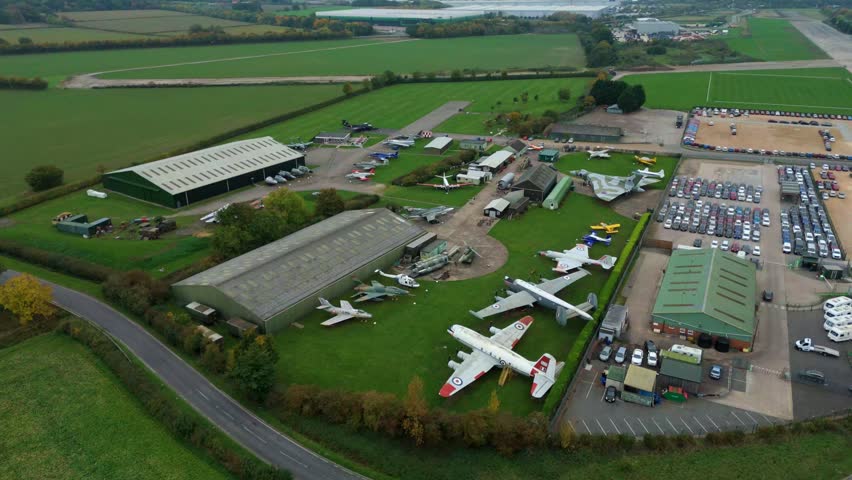 Aerial View of World War Two Aviation Museum Outdoor Display with Historic Military Aircraft