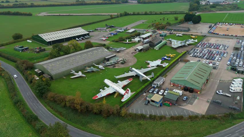 Aerial View of World War Two Aviation Museum Outdoor Display with Historic Military Aircraft